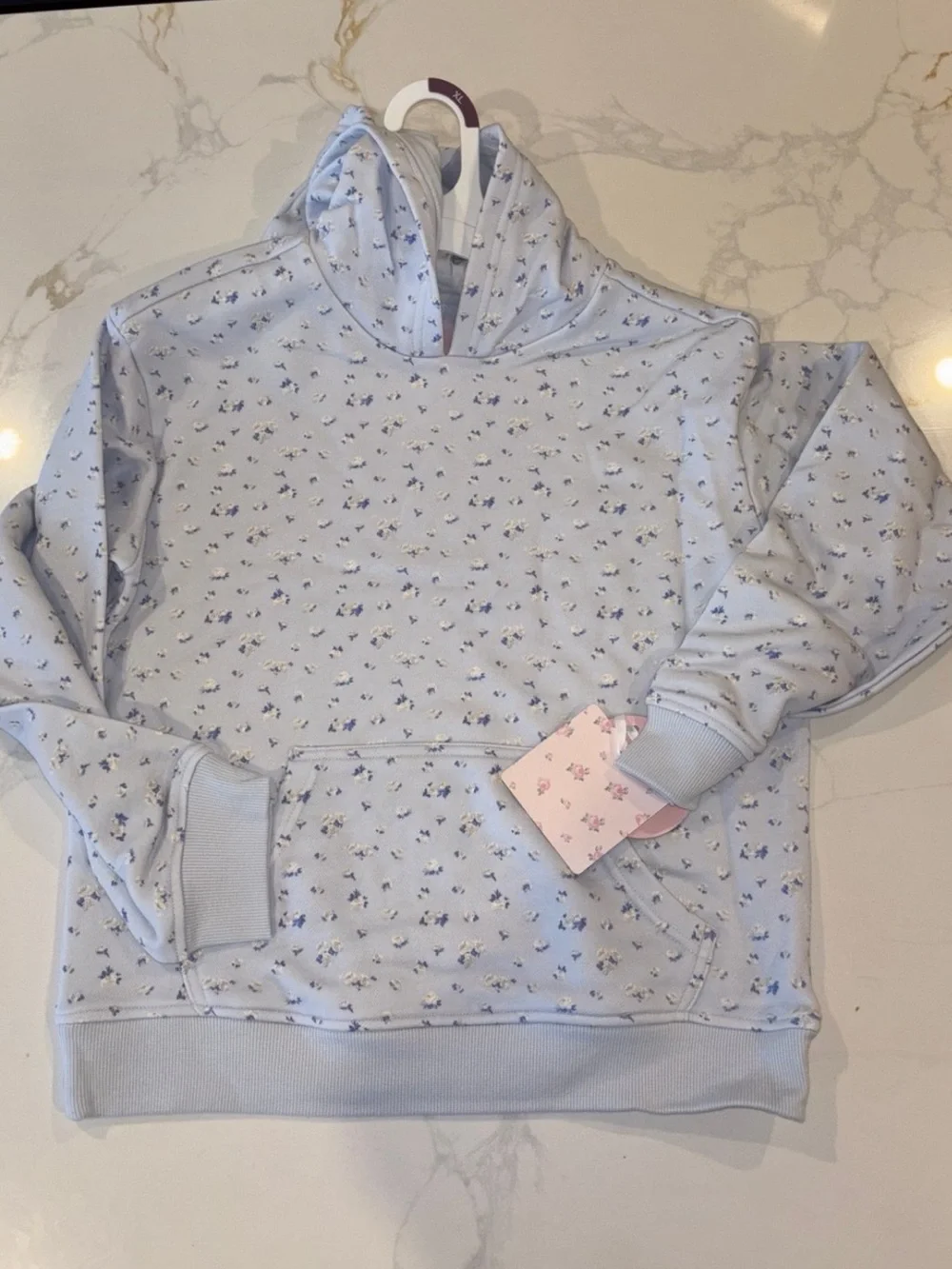 New - LoveShackFancy x Target Blue French Terry Hooded Sweatshirt Girls XL